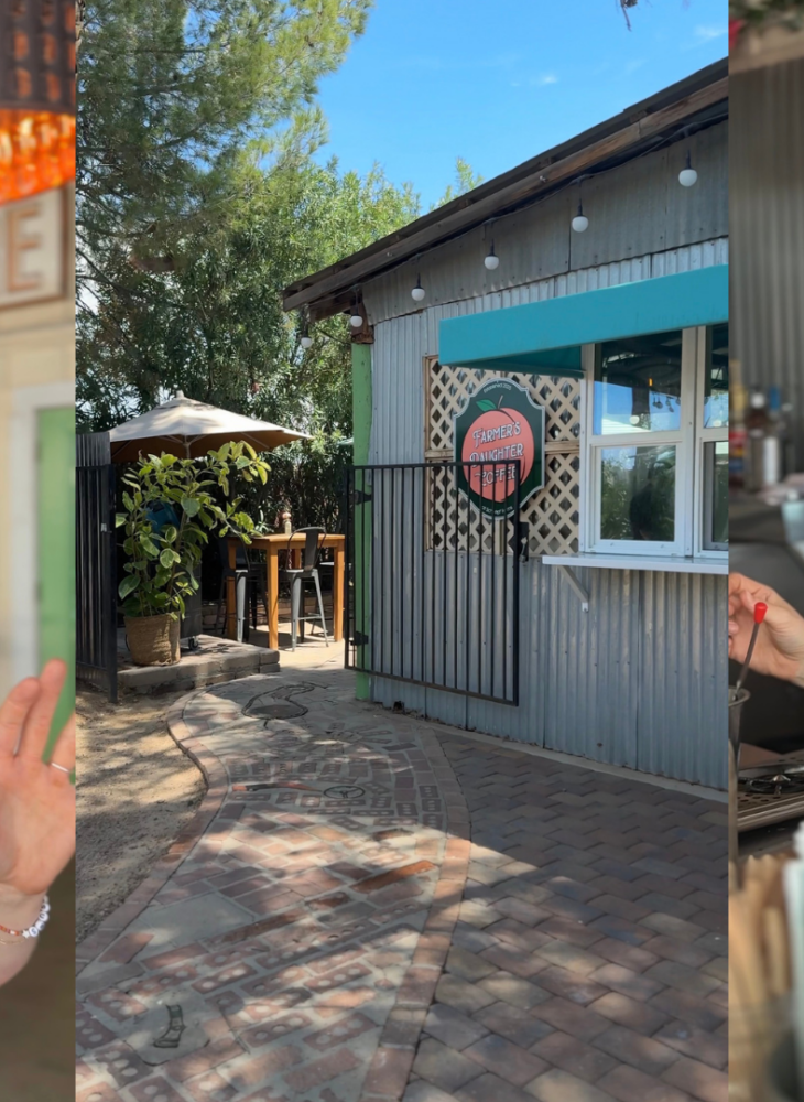 Exterior of Farmer's Daughter Coffee Shop at Schepf Farms in Queen Creek, Arizona